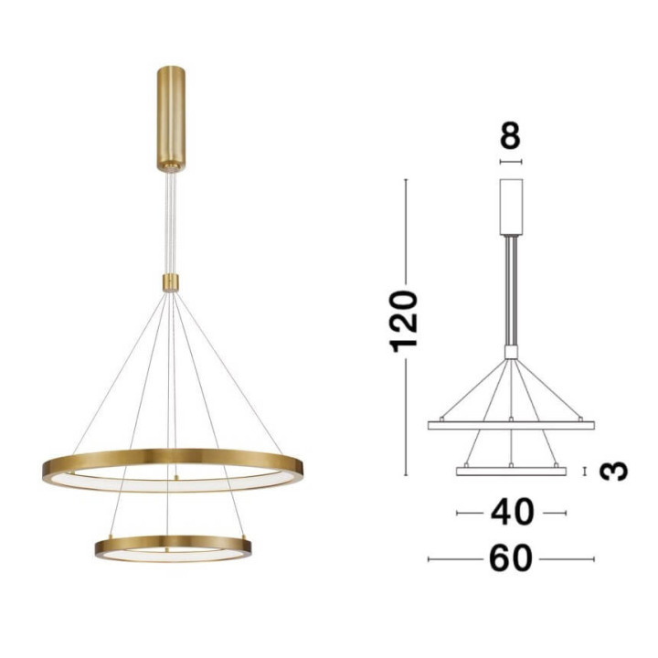 LUCES IRUN LE41408 podw&oacute;jna lampa wisząca LED 60W biała, złota