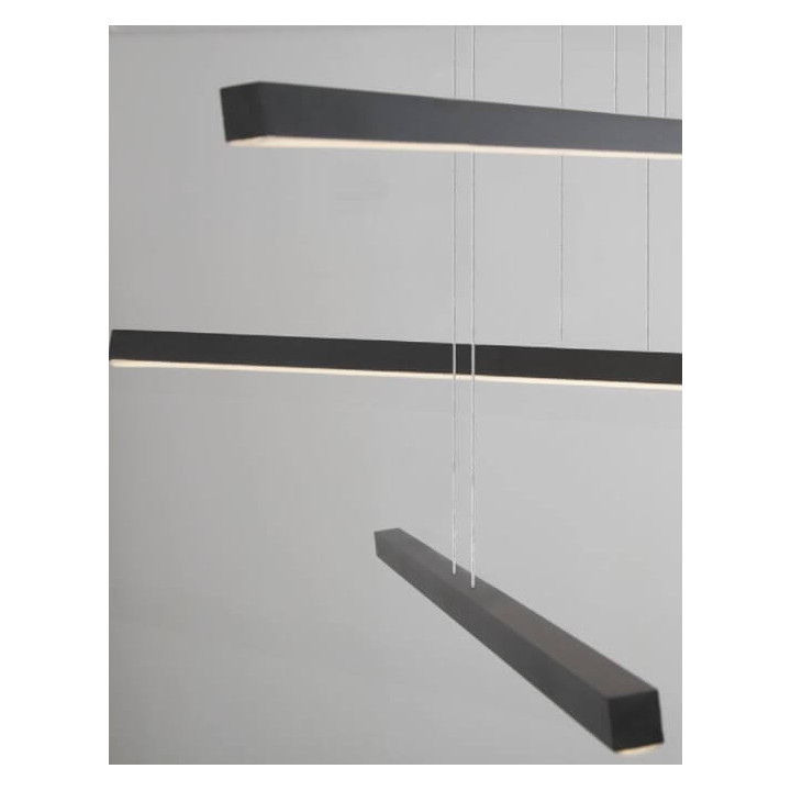 LUCES CADIZ LE41597 czarna, potr&oacute;jna lampa wisząca LED 40W