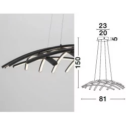 LUCES CATIA LE41599 czarna lampa wisząca LED 80W b.ciepła 3000K