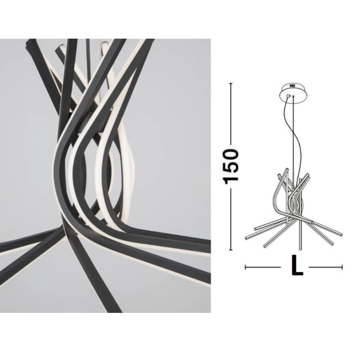 LUCES CEUTA LE41602 black pendant lamp LED diameter 50cm