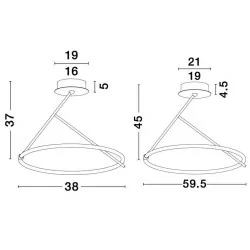 LUCES CINCO LE41605/4 czarna lampa sufitowa LED 38cm, 60cm