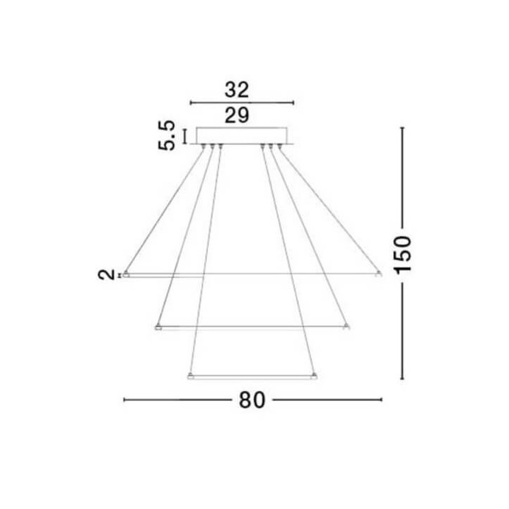 LUCES BANDA LE41589 pendant lamp 3 rings LED 80cm brown