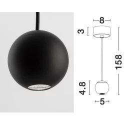 LUCES ECIJA LE41614 / 6 small, round white, black LED pendant lamp