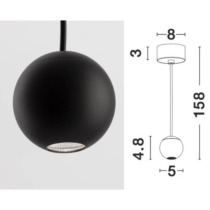LUCES ECIJA LE41614/6 mała, okrągła lampa wisząca LED biała, czarna