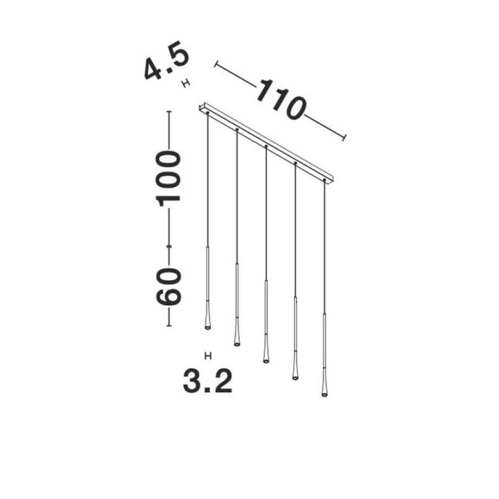LUCES EJIDO LE41617 czarna lampa wisząca LED 5x7W