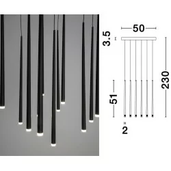 LUCES ELCHE LE41622 lampa wisząca LED 12x3W czarne rurki