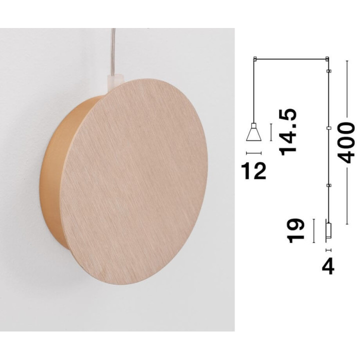 LUCES FRIAS LE41629 wisząca lampa LED 5W złota szklany klosz