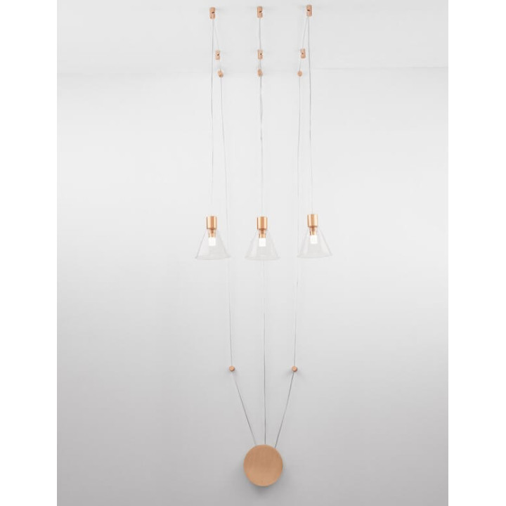LUCES FRIAS LE41631 złota lampa wisząca LED 3x5W szklane klosze