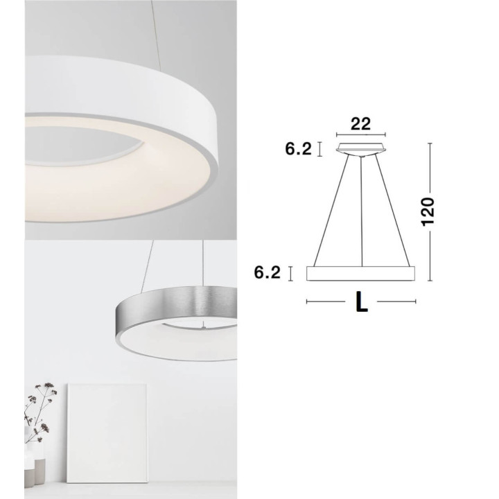 LUCES TOME THIN LE41527 wisząca lampa LED 38cm, 60cm - 5 kolor&oacute;w