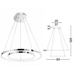 LUCES LOBOS LE41670/2 podwójna lampa wisząca LED 60cm chrom