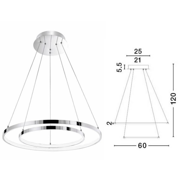 LUCES LOBOS LE41670/2 double LED hanging lamp 60cm chrome