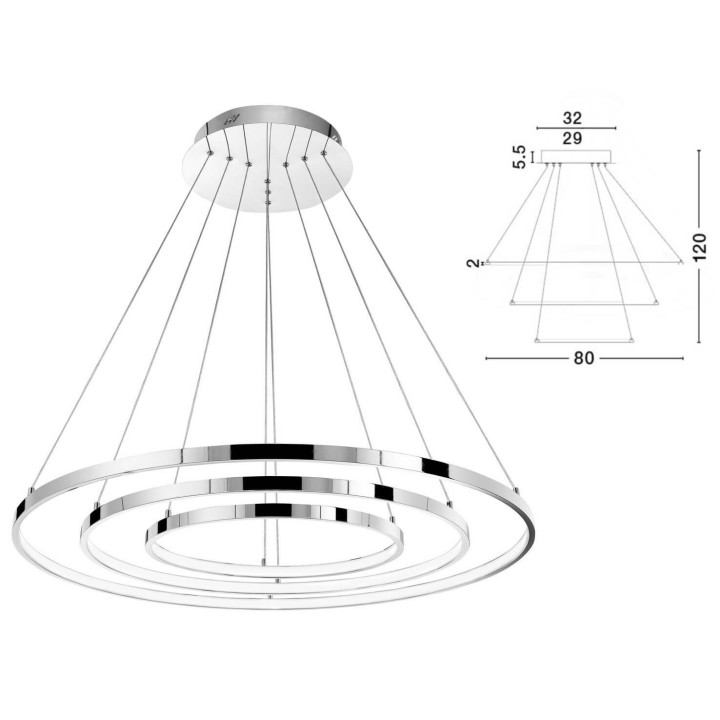 LUCES LOBOS LE41669/71 lampa wisząca LED 145W chrom 80cm
