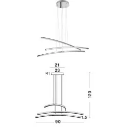 LUCES MERLO LE41681 lampa wisząca LED 38W chrom + kryształ 90cm