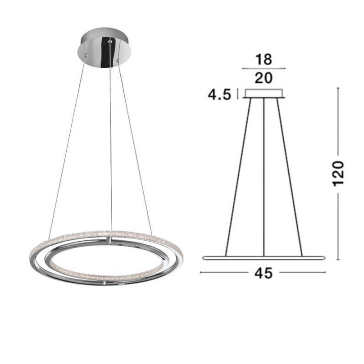 LUCES MIAMI LE41684 lampa wisząca LED 45cm chrom 29W