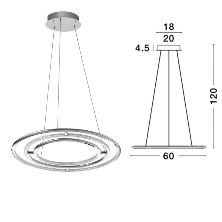 LUCES LANUS LE41685 lampa wisząca LED 55W chrom 60cm