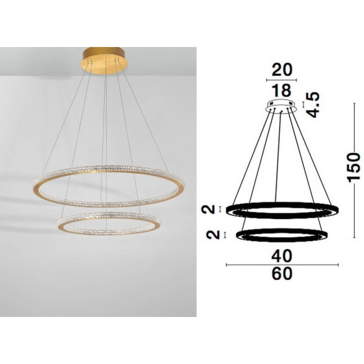 LUCES MONTE LE41691 elegant pendant lamp LED 56W gold