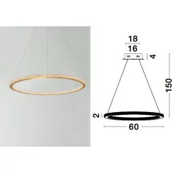 LUCES MONTE LE41695 elegant gold pendant lamp 60cm LED 48W