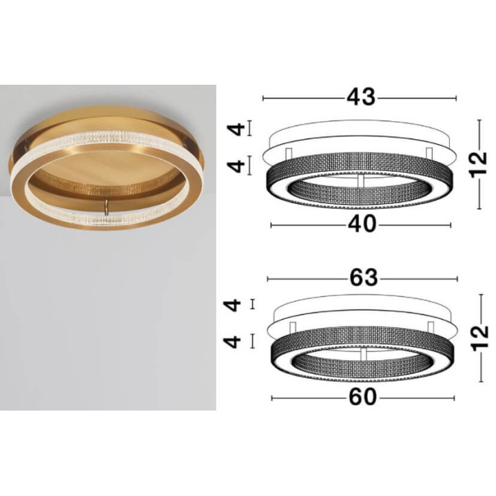 LUCES MONTT LE41701/2 elegant round gold LED ceiling 40cm, 60cm