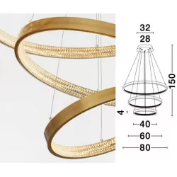 LUCES MORON LE41699 złota lampa wisząca 80cm LED 112W