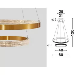 LUCES MORON LE41700 złota wisząca lampa 60cm LED 60W 3000K