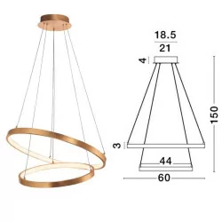 LUCES NUEVE LE41707 lampa wisząca LED 65W złoty liść 60cm