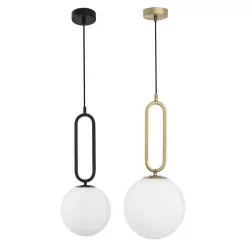 LUCES PINTO LE41765/6 lampa wisząca złota, czarna 1xE27 kula