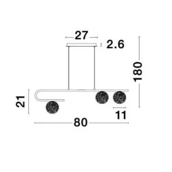 LUCES PASTO LE41739 złota lapa wisząca szklane kule 3xG9