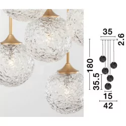 LUCES PASTO LE41740 gold pendant lamp transparent balls 5xG9