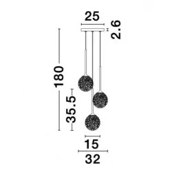 LUCES PASTO LE41741 lampa wisząca 3xG9 złota, 3 szklane kule