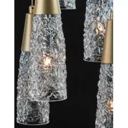 LUCES PENCO LE41744 złota lampa wisząca szklane stożki 5xG9