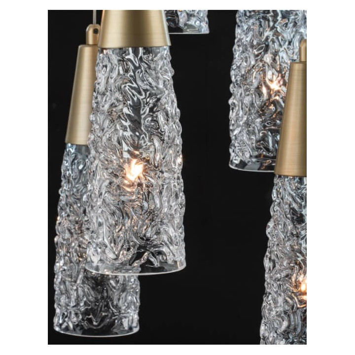 LUCES PENCO LE41744 złota lampa wisząca szklane stożki 5xG9