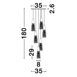 LUCES PENCO LE41744 złota lampa wisząca szklane stożki 5xG9