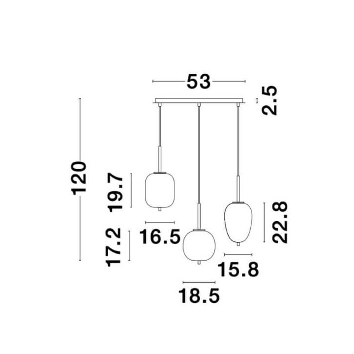 LUCES PILAR LE41760 gold pendant lamp + opal glass 3xE14