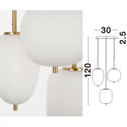 LUCES PILAR LE41761 złota lampa wisząca 3mleczne klosze E14 3x5W