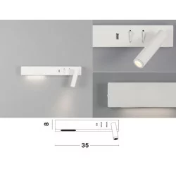 LUCES ZARATE LE42218/9 kinkiet LED nad łóżko USB