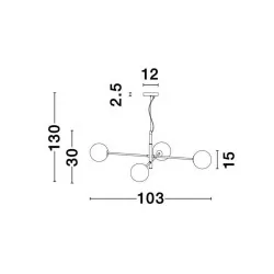 LUCES PLATO LE41769 lampa wisząca czarno-złota 4xG9 białe kule