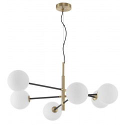 LUCES PLATO LE41767 black and gold hanging lamp white balls 6xG9