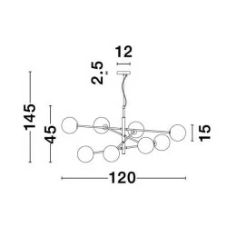 LUCES PLATO LE41768 lampa wisząca 8xG9 czarno-złota 