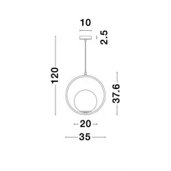 LUCES RENGO LE41770 złota lampa wisząca biała kula 20cm 1xE27