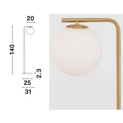 LUCES RIOJA LE41773 czarno-złota lampa podłogowa 140cm kula 1xE27