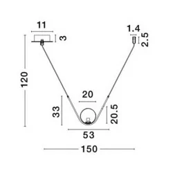 LUCES SORIA LE41783 pendant lamp brass + white ball E27