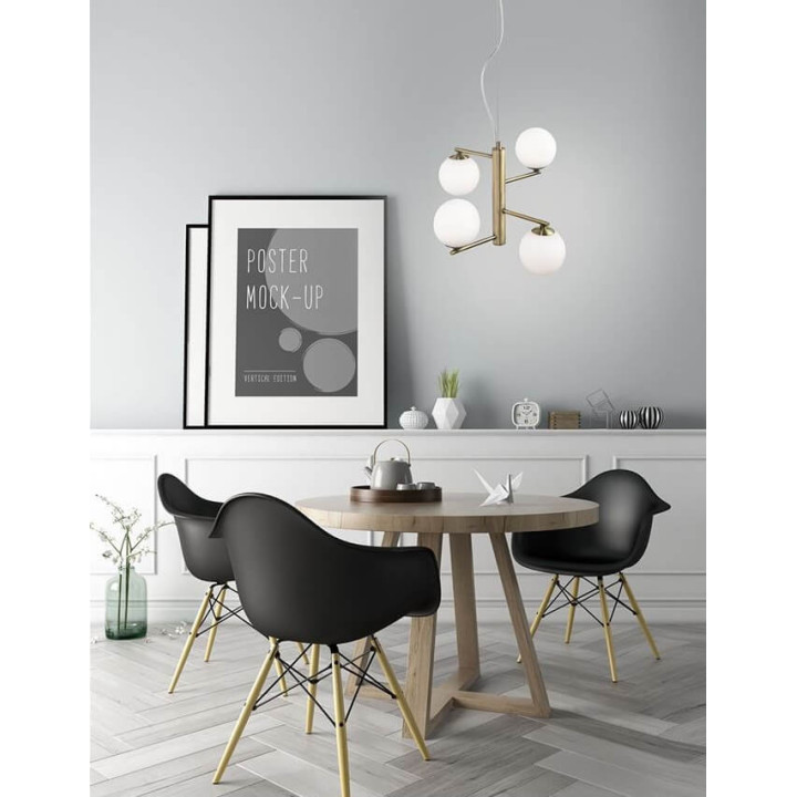 LUCES TALCA LE41790 lampa wisząca antyczny mosiądz 4 białe kule
