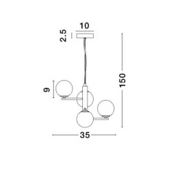 LUCES TALCA LE41790 lampa wisząca antyczny mosiądz 4 białe kule