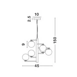 LUCES TALCA LE41793 hanging antique brass 6xG9 white balls