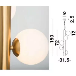 LUCES TIGRE LE41792 złota lampa wisząca + białe kule 5xG9