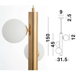 LUCES TIGRE LE41791 złota wisząca lampa z białymi kulami 3xG9