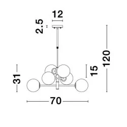 LUCES TURBO LE41803 czarna lampa sufitowa 6xE14 białe klosze