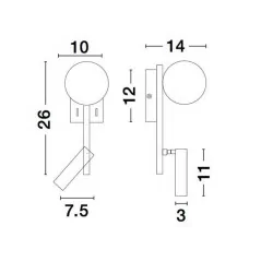 LUCES UBEDA LE41807 czarny kinkiet LED do sypialni 5W+3W