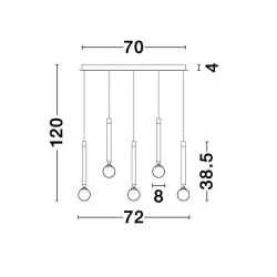 LUCES UNION LE41812 lampa wisząca LED 50W czarna + 10 białych kul