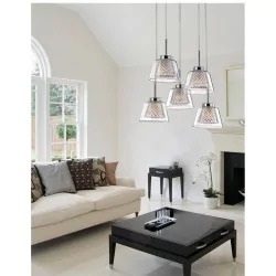 LUCES YOPAL LE41833 pendant lamp chrome + glass 5xG9